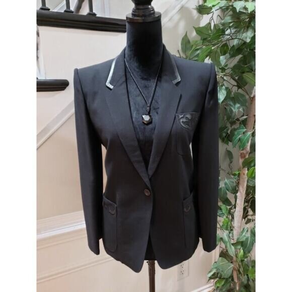 DIANA Women's Black Long Sleeve Single Breasted One Button Blazer Jacket Size M - Picture 12 of 12